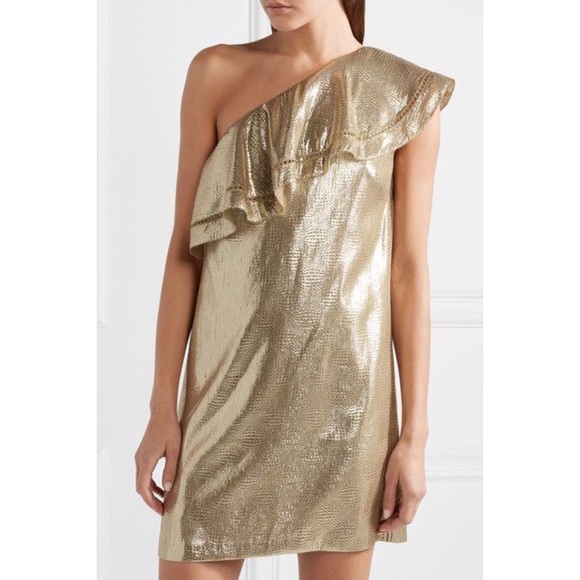 Rachel Zoe Ruffled One-Shoulder Jacquard Dress NWT - Picture 2 of 16